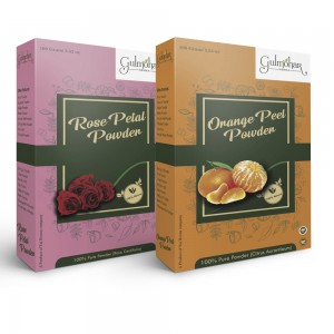 Gulmohar Natural and Pure Rose Petals Powder with Orange Fruit Peel Powder for Skin Care 200g