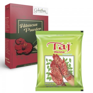 Hibiscus powder and Taj Henna powder