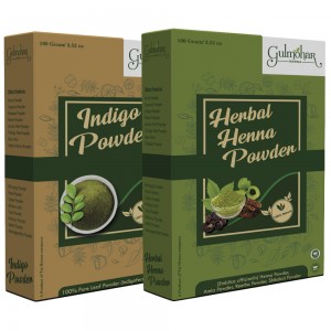 Gulmohar Premium Henna and Indigo Powder Combo Pack for Natural Black Color - 200G 
